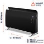 GRADE A1 - electriQ 2000W Smart Curved Designer Glass Panel Heater - Wall Mountable & Bathroom Safe - Black