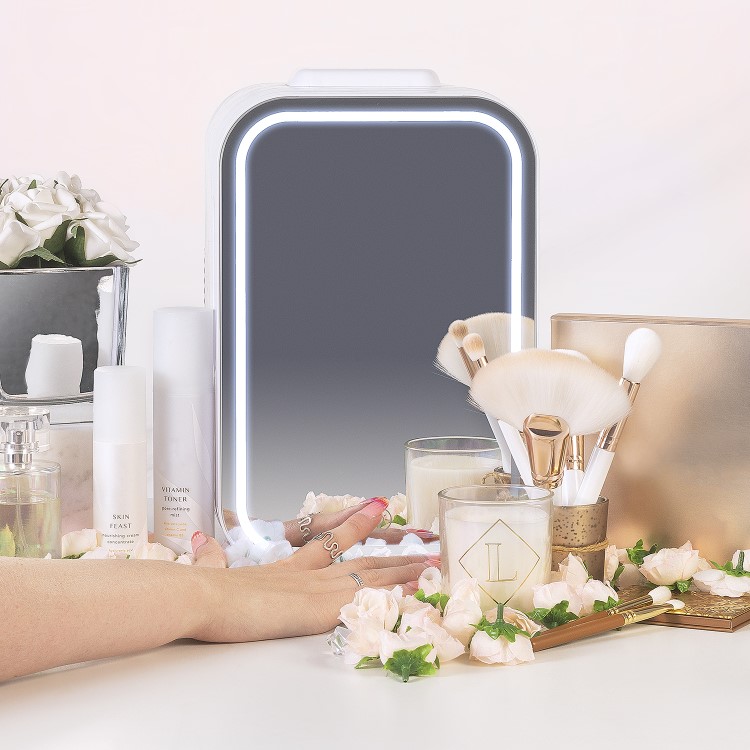 electriQ 6L Portable Mini Skincare Fridge with Mirror and LED Light 