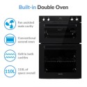 A2/EQDO1BLACK Refurbished electriQ EQDO1BLACK 60cm Double Built In Electric Oven