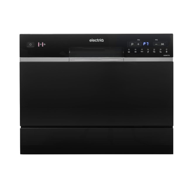 electriQ 6 Place Settings Table Top Integrated Dishwasher Black