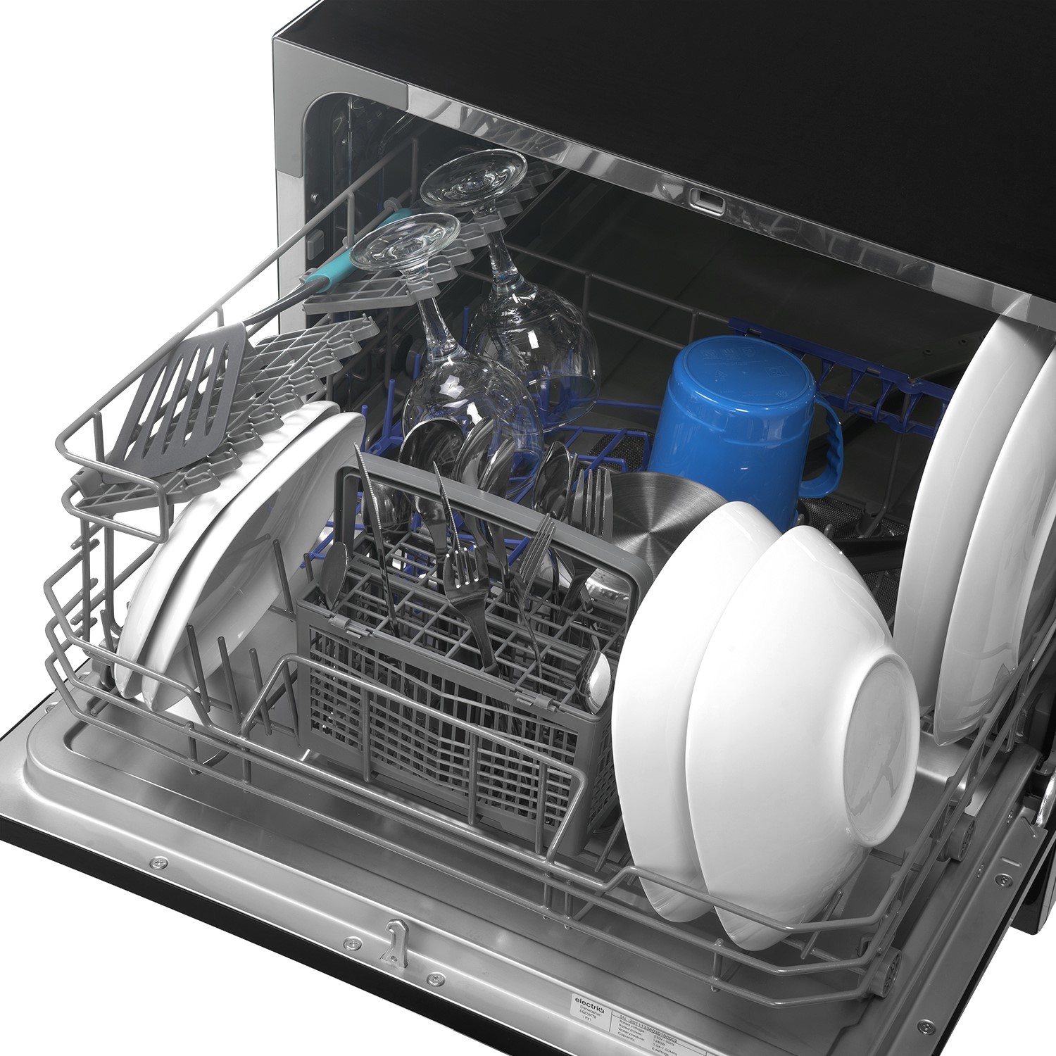 electriQ 6 Place Settings Table Top Integrated Dishwasher Black
