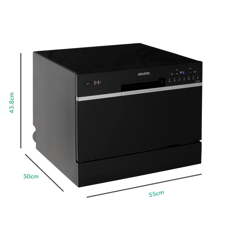 Refurbished electriQ EQDWTTB 6 Place Table Top Dishwasher Black