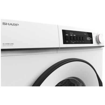 Refurbished Sharp ES-NFB8141WD-EN Freestanding 8KG 1400 Spin Washing Machine