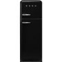 Refurbished Fifties Style Right Hand Hinge Top Mount Fridge Freezer - Black