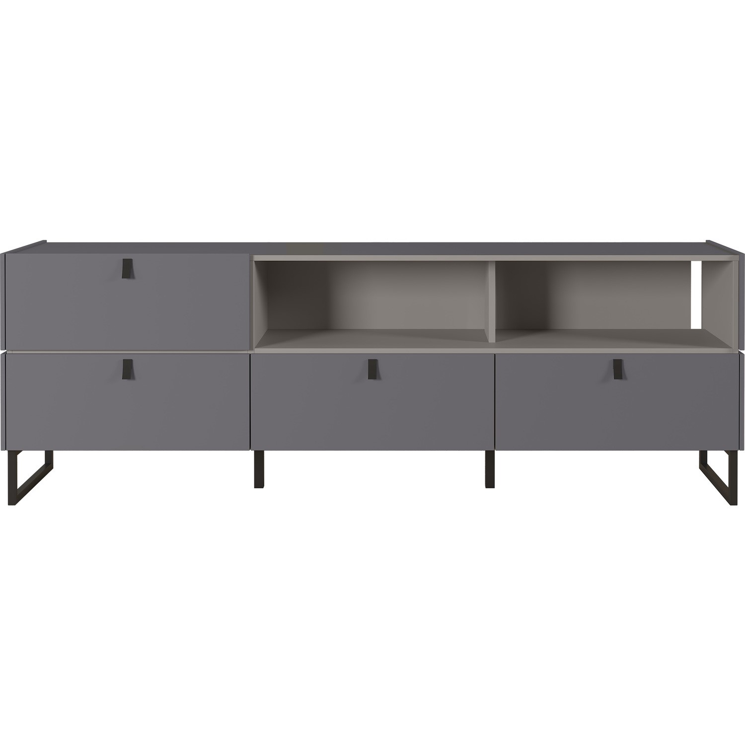 Large Grey TV Unit with Storage Drawers and Shelves - TV's up to 70 - Mamiko