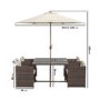 4 Seater Brown Rattan Cube Garden Dining Set - Parasol Included - Fortrose