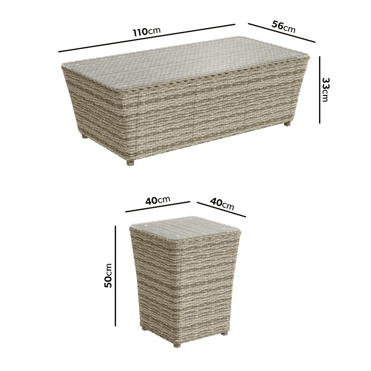 6 Seater Light Grey Rattan Garden Sofa Set  - Fortrose