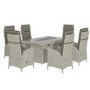 6 Seater Grey Rattan Reclining Garden Dining Set with Fire Pit Table - Aspen