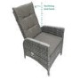 6 Seater Grey Rattan Reclining Garden Dining Set with Fire Pit Table - Aspen
