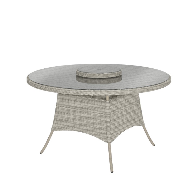 6 Seater Grey Round Rattan Garden Dining Set with Table and Chairs - Aspen