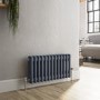 Refurbished Reggio Anthracite Horizontal Double Column Traditional Radiator 300x605mm 1062 BTU - Cast Iron Style
