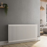 GRADE A1 - Reggio White Horizontal Double Column Traditional Radiator 600x1190mm 4091 BTU - Cast Iron Style