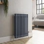 GRADE A1 - Reggio Anthracite Horizontal Double Column Traditional Radiator 600x425mm 1416 BTU - Cast Iron Style