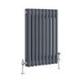 GRADE A1 - Reggio Anthracite Horizontal Double Column Traditional Radiator 600x425mm 1416 BTU - Cast Iron Style