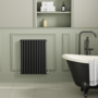 Refurbished Sorrento Midnight Black Horizontal Oval Designer Radiator 800x590mm Double Panel 3045 BTU