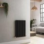 Refurbished Riace Midnight Black Horizontal Flat Designer Radiator 600x408mm Double Panel 1542 BTU