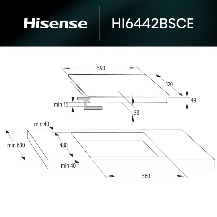 Refurbished Hisense HI6442BSCE 59cm 4 Zone Induction Hob Black