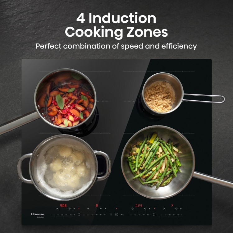 Refurbished Hisense HI6442BSCE 59cm 4 Zone Induction Hob Black