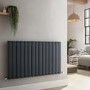 Refurbished - Riace Anthracite Horizontal Flat Designer Radiator 600x1020mm Single Panel 2383 BTU