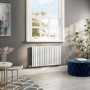 Refurbished White Electric Horizontal Designer Radiator 1.2kW with Wifi Thermostat - H600xW1003mm - IPX4 Bathroom Safe