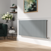 Refurbished Salt & Pepper Horizontal Smart Electric Radiator with Wi-Fi Thermostat - 2KW - H600xW1410 - Bathroom Safe