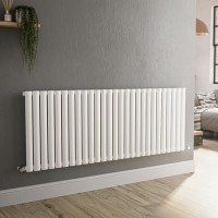 Refurbished Sorrento White Horizontal Oval Designer Radiator 600x1593mm Single Panel 4255 BTU