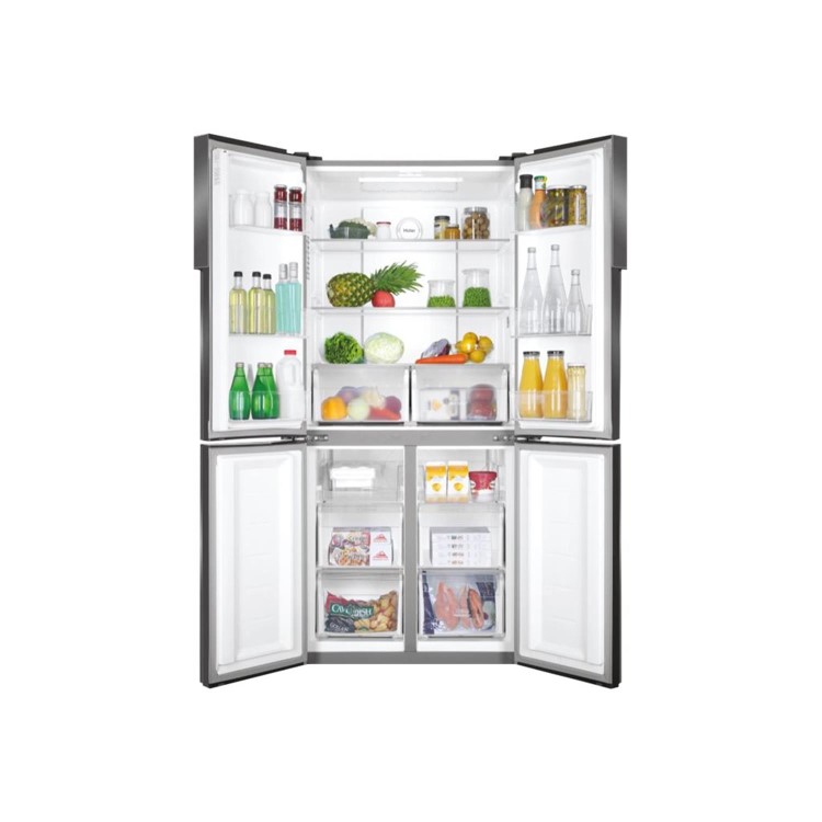 Refurbished Haier HTF-556DP6 Freestanding 456 Litre 70/30 Frost Free American Fridge Freezer Silver