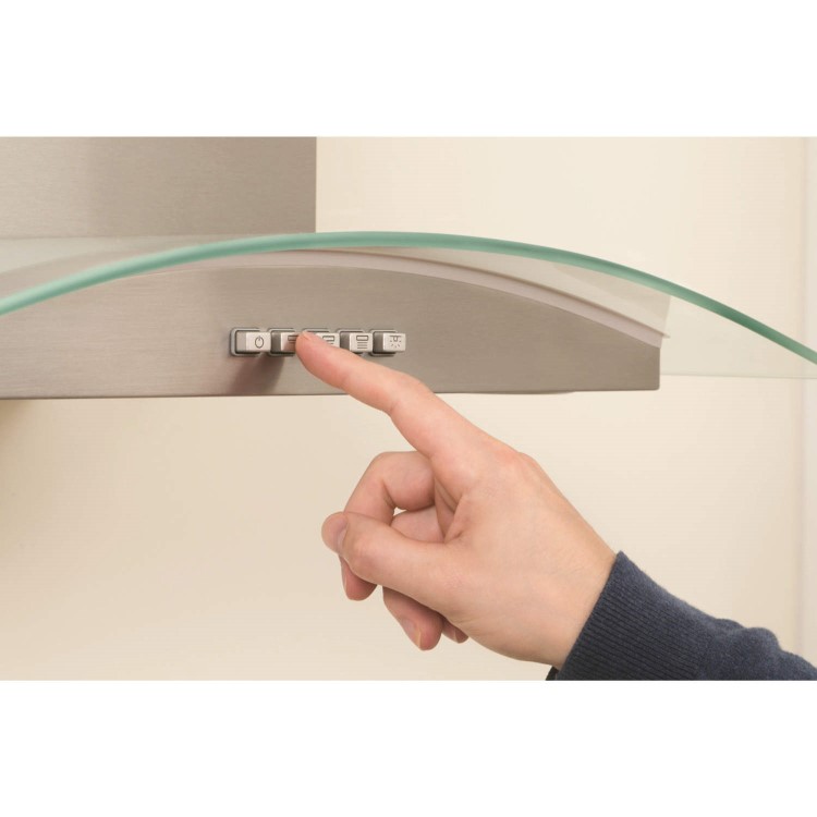 GRADE A1 - Indesit 60cm Curved Glass Chimney Hood - Stainless Steel
