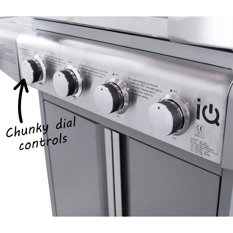 GRADE A2 - The Kentucky Premium 4 Burner Gas BBQ in Silver - Includes BBQ Cover and Utensil Set
