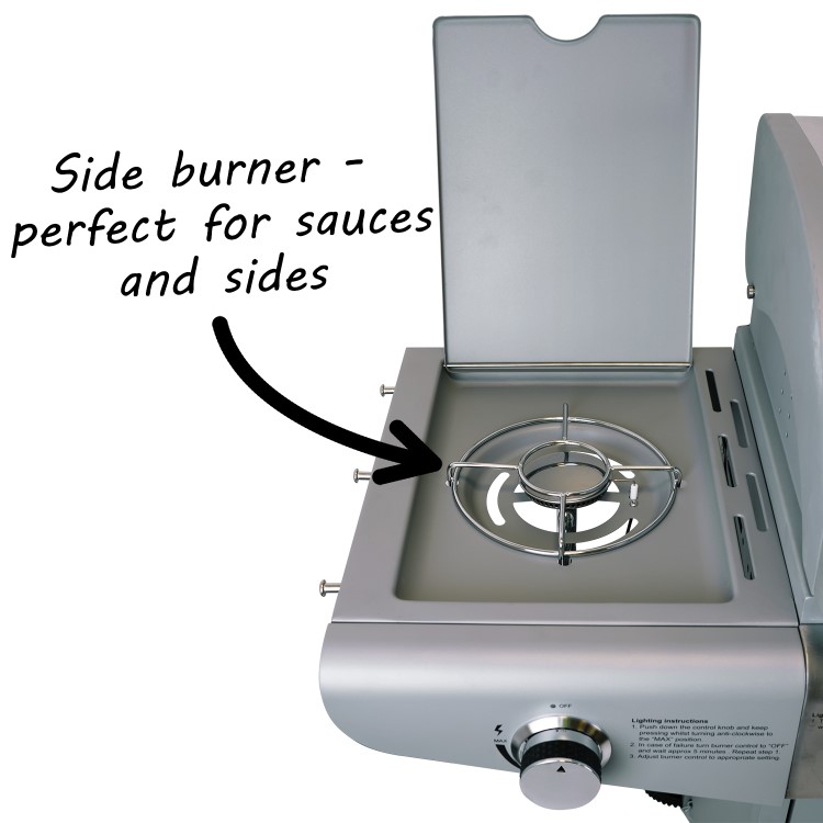 GRADE A2 - The Kentucky Premium 4 Burner Gas BBQ in Silver - Includes BBQ Cover and Utensil Set