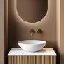 GRADE A1 - Matt White Round Stone Resin Countertop Basin with Waste 420mm - Jade