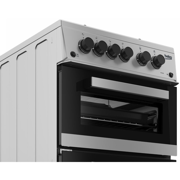 Beko 50cm Double Cavity Gas Cooker - Silver