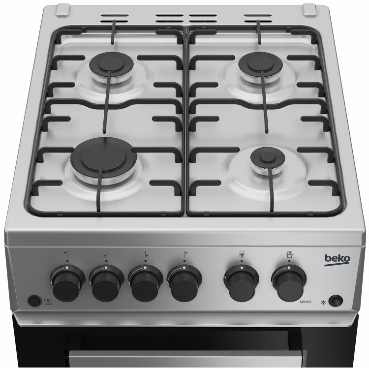 Beko 50cm Double Cavity Gas Cooker - Silver