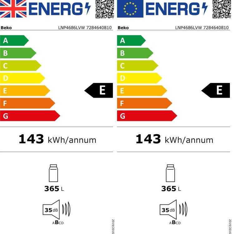 Beko 365 Litre Tall Freestanding Larder Fridge - White
