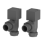 Refurbished - Elego Anthracite Gray Modern Manual Angled Radiator Valves (pair)