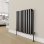 Refurbished Elego Matte Black Modern Manual Angled Radiator Valves pair