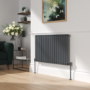 GRADE A1 - Elego Anthracite Gray Modern Manual Angled Radiator Valves (pair)