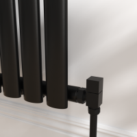Refurbished Elego Matte Black Modern Manual Angled Radiator Valves (pair)