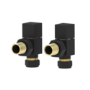 Refurbished Elego Matte Black Modern Manual Angled Radiator Valves (pair)
