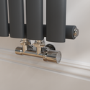 GRADE A1 - Elego Chrome Modern Manual H Block Angled Radiator Valves With Lockshield