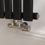 GRADE A1 - Elego Chrome Modern Manual H Block Angled Radiator Valves With Lockshield