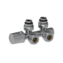 GRADE A1 - Elego Chrome Modern Manual H Block Angled Radiator Valves With Lockshield