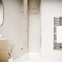 ONLY OPENED - Chrome 8mm Fluted Glass Hinged Shower Door 800mm Left Hand - Matira