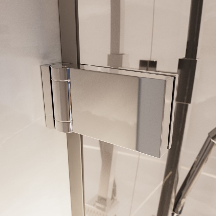 ONLY OPENED - Chrome 8mm Fluted Glass Hinged Shower Door 800mm Left Hand - Matira