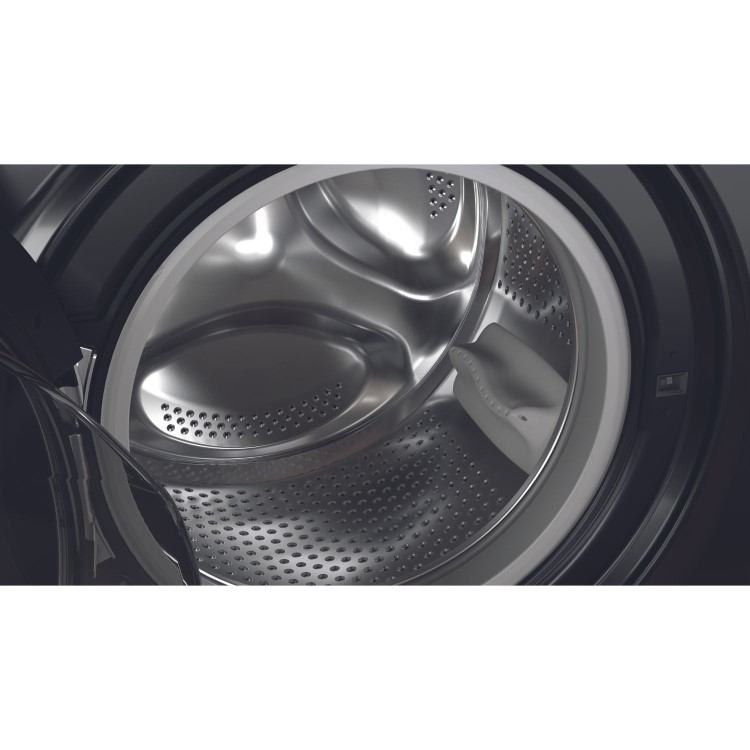 Refurbished Hotpoint AntiStain NSWM846BSUK Freestanding 8KG 1400 Spin Washing Machine Black