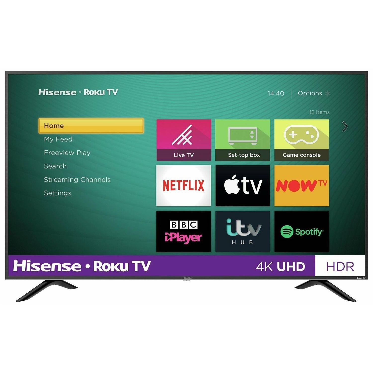 Refurbished Hisense Roku 65 4K Ultra HD with HDR LED Freeview Play Smart TV