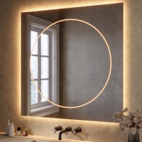 GRADE A1 - Square Front and Backlit Heated Bathroom Mirror with Lights 1000mm - Saturn