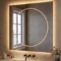 GRADE A1 - Square Front and Backlit Heated Bathroom Mirror with Lights 1000mm - Saturn