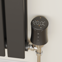 Refurbished - electriQ Modern LCD Smart TRV Thermostatic Radiator Valves Tuya Zigbee Version Black