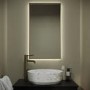 GRADE A1 - Rectangular Brass Backlit Heated Bathroom Mirror with Lights 700 x 400mm - Taurus